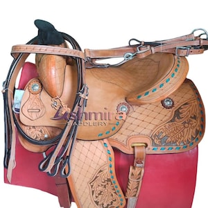 Western Leather Horse Saddle Barrel Racing Trail Pleasure With Free Set 10 To 18 Inch Seat Free Shipping