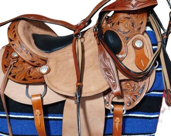 Western Classic Leather Saddle Wade Tree Premium Leather Roping Saddle With Free Set
