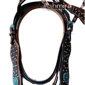 Western Leather Headstall With Breast Collar, Barrel Racing Headstall for Horses Free Shipping