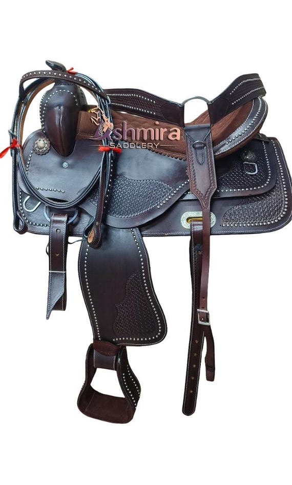 トレイルサドルウエスタンホースプレジャー快適乗り革セット15 16 17 18 ウエスタンホースサドルレザー加工プレジャートレイルライディング