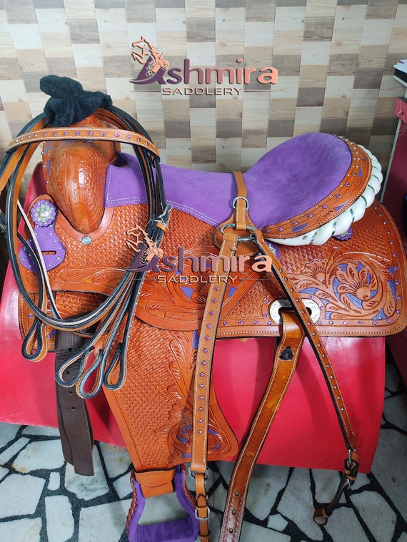 Selle Western En Cuir Marron 15 Pouces - Qualité Robuste Avec Jeu D'attache