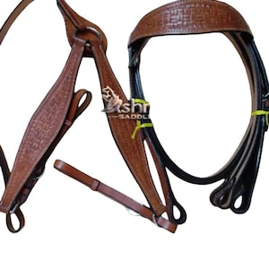Western Leather Headstall With Breast Collar, Reins Horse Racing Headstall, Custom Horse Tack Set Free Shipping