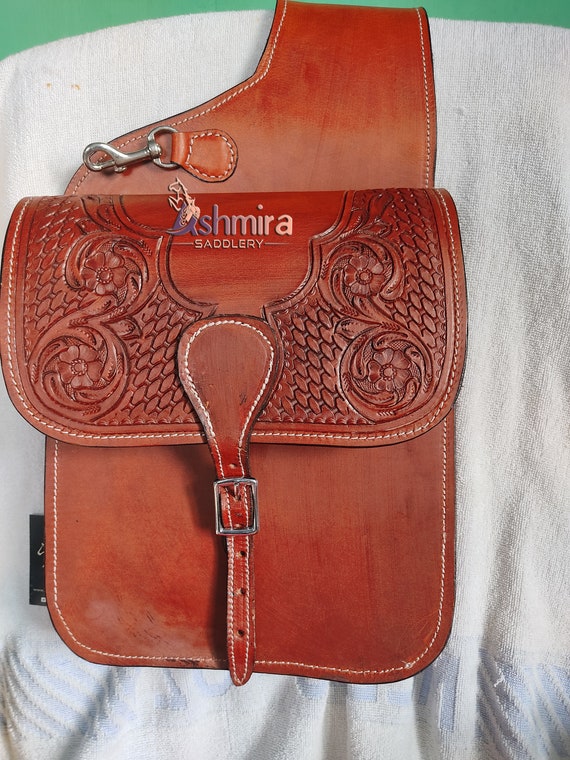 Leather Saddle Bag Black/Tan Tooled at Rs 4499/piece | Lucknow | ID:  25751767562
