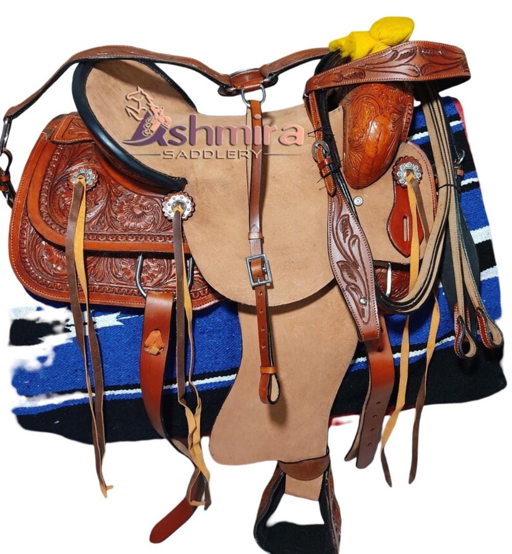 Selle Western Barrel En Cuir - Ensemble Complet - Taille 16 Pouces - Marron