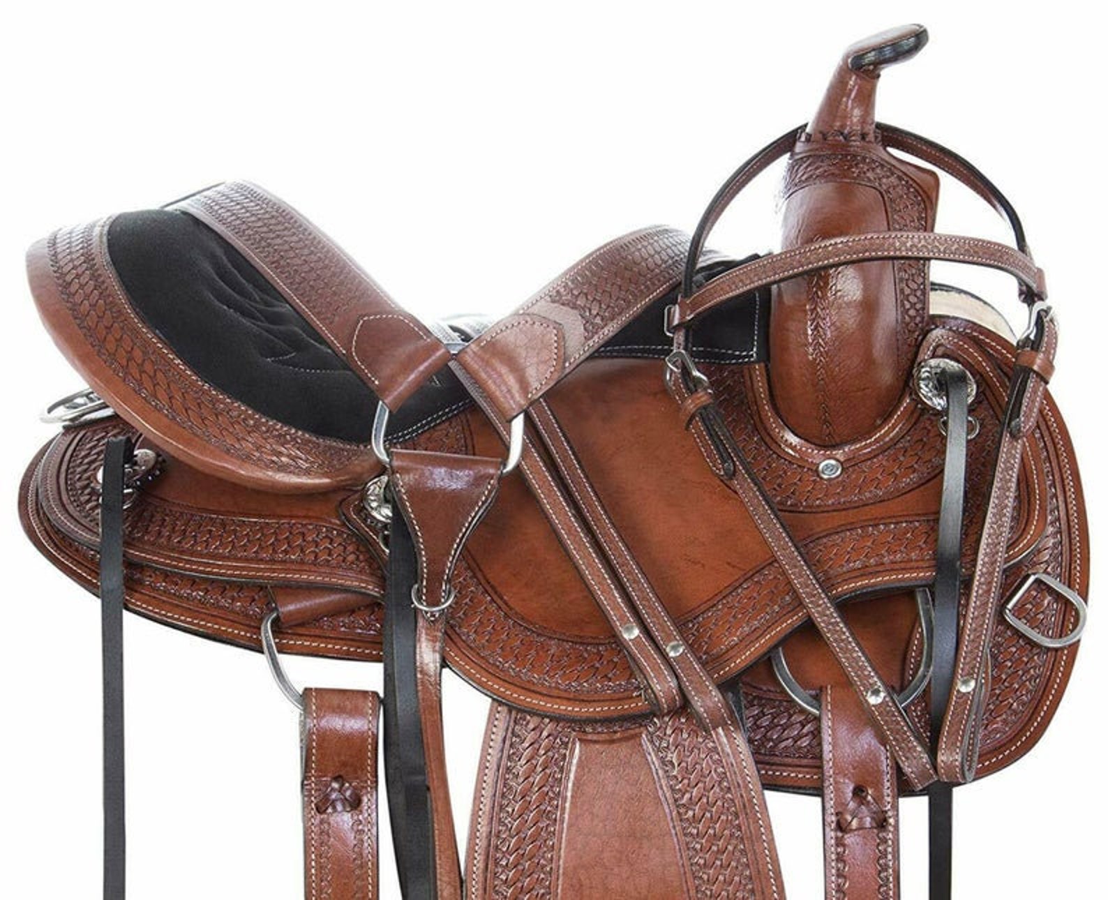 Western Trail Saddle Round Skirt Hand Carved Leather Etsy