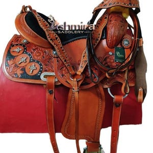 Handmade Leather Western Horse Saddle Set: Barrel Racing Trail Pleasure