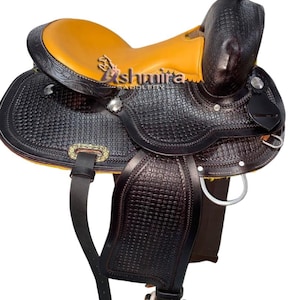 Handmade Western Leather Horse Saddle: Barrel Racing Trail Pleasure, 10-18 inch Seat