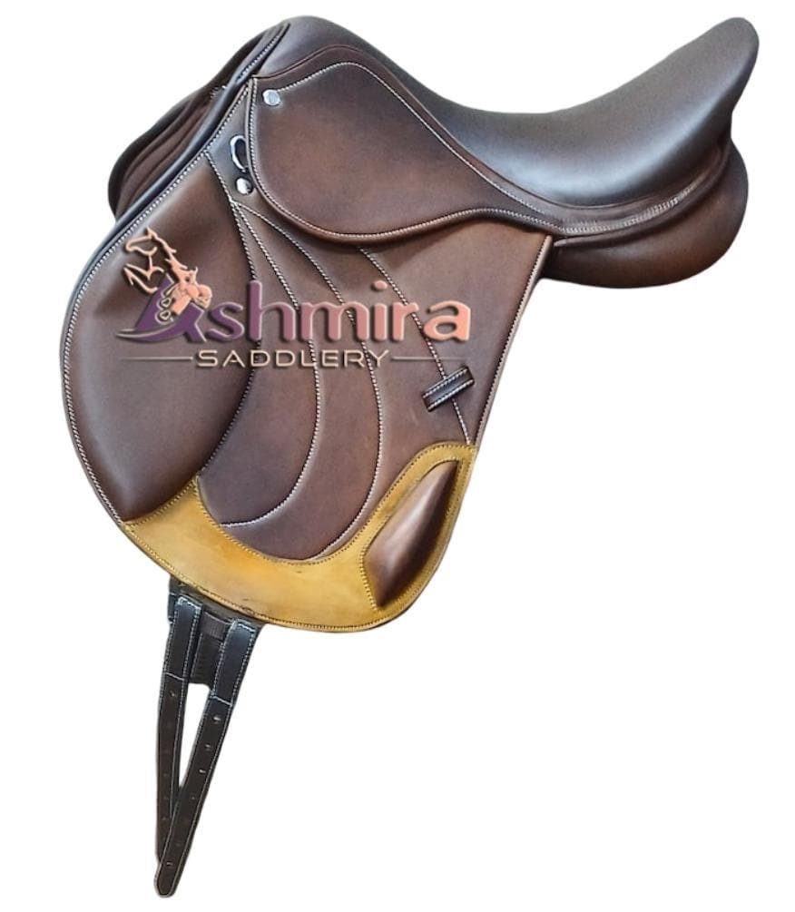 English Saddle All Purpose Premium Leather Jumping  Riding Horse Saddle Free Shipping