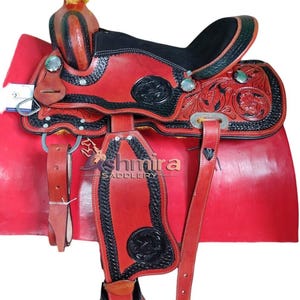 Hand Tooled Leather Western Saddle: Barrel Horse Trail Pleasure