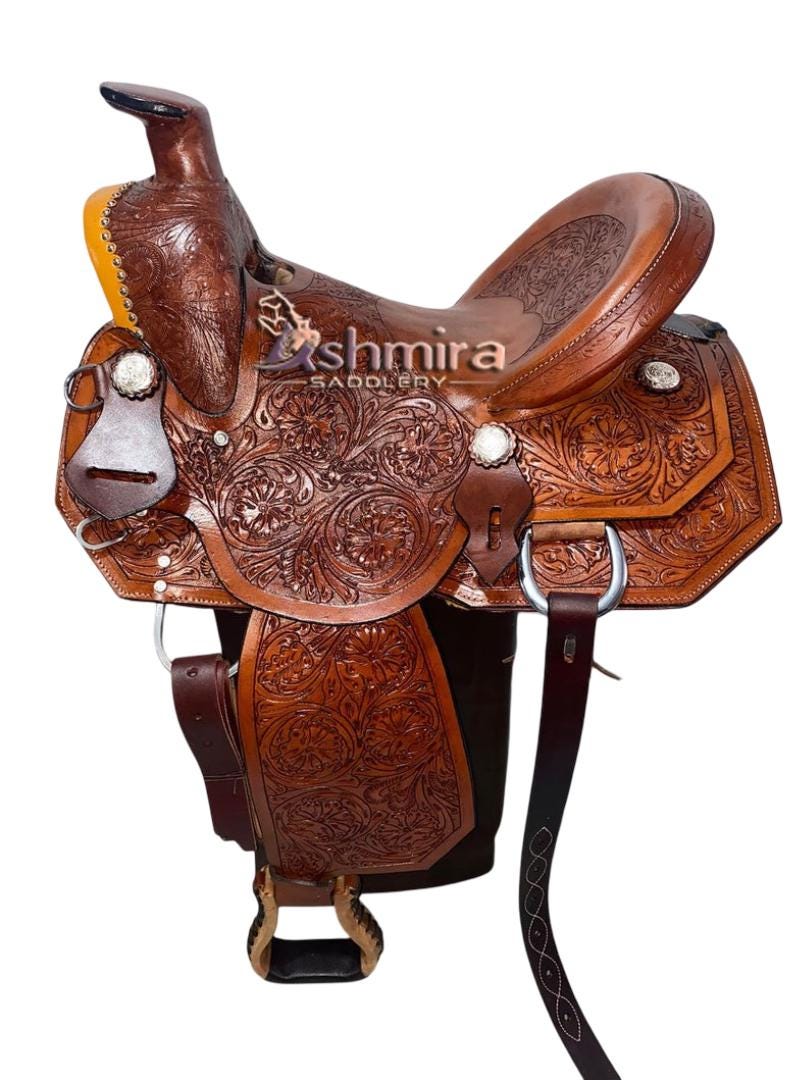 Ensemble D'attaches De Selle Western En Cuir Premium - Taille 14 à 18