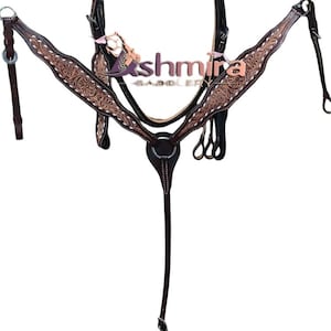 Western Leather Headstall With Breast Collar Barrel Racing Tack Set for Horses Free Shipping