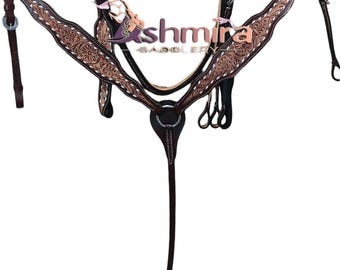 Western Leather Headstall With Breast Collar Barrel Racing Tack Set for Horses Free Shipping