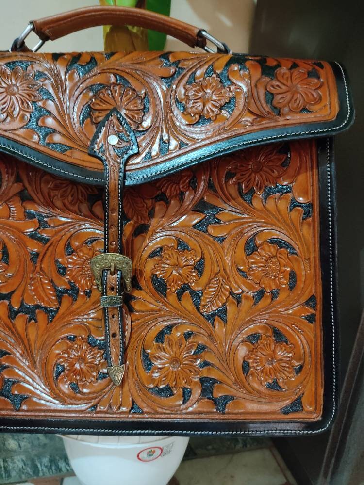 Handmade Western Hand Tooled Western Leather Bag Personalised Etsy