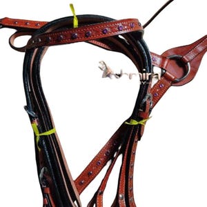 Western Leather Headstall With Breast Collar, Reins Horse Racing Headstall, Custom Tack Set Free Shipping