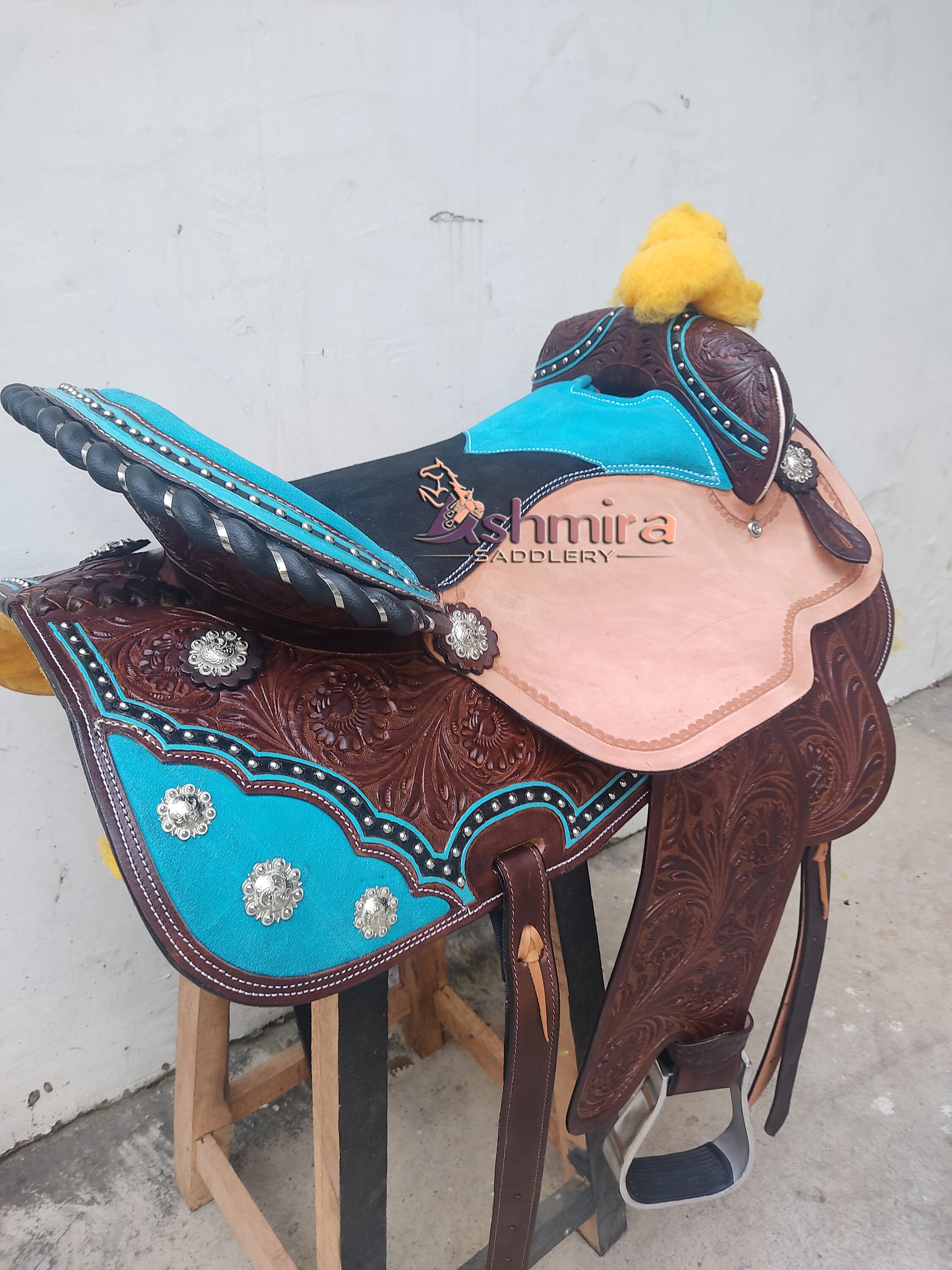 Selle Western Barrel Ridex En Cuir Rugueux – Taille 15 Pouces – Avec Jeu D'attaches Gratuit