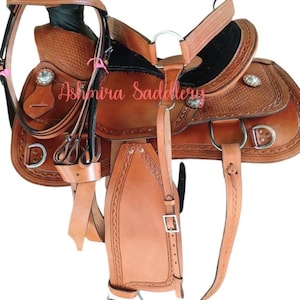 Leather Wade Western Saddle: Ranch Roping Pleasure Horse with Tack Set