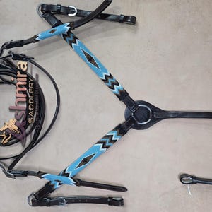 Western Leather Headstall With Breast Collar, Reins Horse Racing Headstall, Custom Horse Tack Set Free Shipping