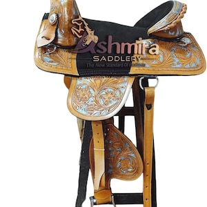 Western Treeless Leather Pleasure Trail Barrel Racing Premium Horse Saddle  14 to 18 Inch Seat Free Shipping
