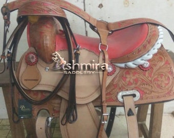 Selle De Course Western Barrel Colorful - Fait Main Cuir, Taille 10 à 18 Pouces