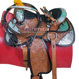 Premium Leather Western Trail Pleasure Show Saddle, Custom Barrel Show Horse Saddle Tack Set Free Shipping