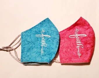 Face Mask-Inspirational/Religious.  3-layer Reversible Washable Reusable Built-in Filter Handmade