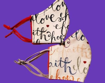 Face Mask-Inspirational/Religious.  3-layer Reversible Washable Reusable Built-in Filter Handmade
