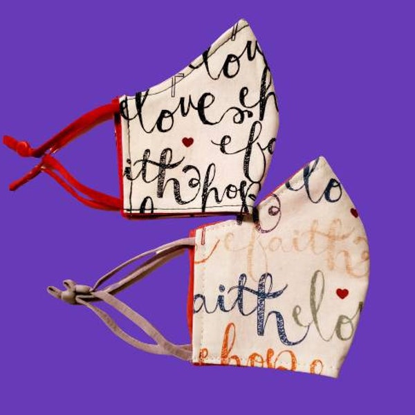 Face Mask-Inspirational/Religious.  3-layer Reversible Washable Reusable Built-in Filter Handmade