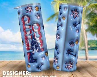 Skinny tumbler 20oz Puerto Rico, Puerto Rico inflated effect, Puerto Rican flag, Chinchorreo boricua, Puerto Rican design, 3D puffy, PNG