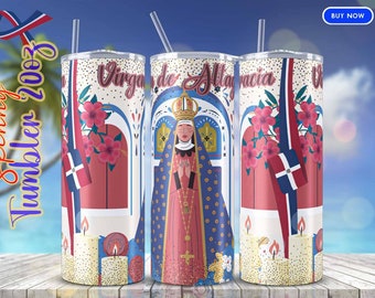 Skinny Tumbler 20 oz Virgen De Altagracia Dominican Republic/ Png File