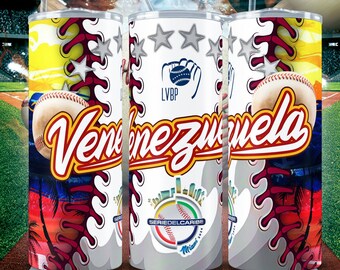 Skinny Tumbler 20 oz Venezuela/ Baseball Venezuela/ Wrap 20 oz Miami Caribbean Series/ Major League Baseball