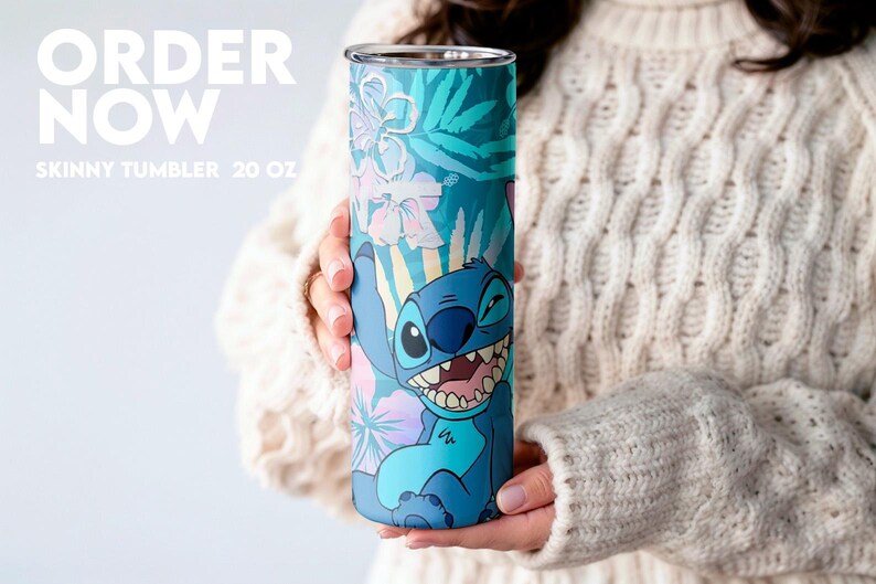 Skinny Tumbler 20oz / Digital Template / Cartoons / Beach / Palm Trees