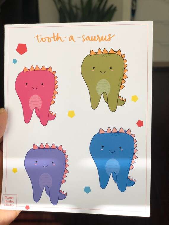 Dinosuar Tooth Stickers, Cute Stickers for Journaling, Bujo