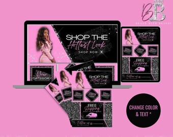 Website Banner Set, Editable Website Banners, Shopify Slider Banners, Website Kit, Canva Web Banners, Lash/Hair/Nail Banners - BB01