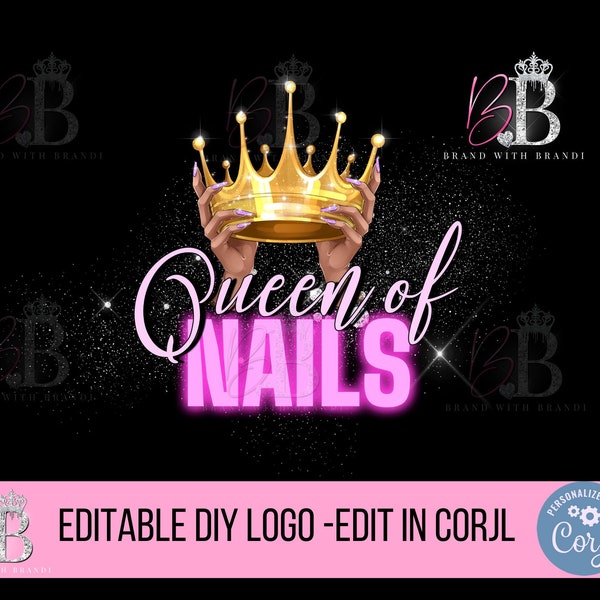 DIY Nails Logo, Do it Yourself Nails Logo, Neon Nail Salon Logo, Glam Logo, Nail Technician logo, DIY nail salon Logo