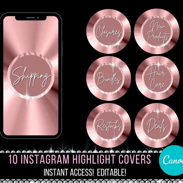 Instagram Highlight Cover, RoseGold Instagram Highlights, Instagram Story Highlights, Wimpern-Haar-Bundles-Boutique-Fashion