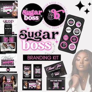 Branding Kit Template for Lash, Nail, Hair, Cosmetics, Beauty Branding, Social Media Kit Editable in Canva,  Beauty Brand Logo Design