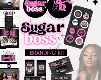 Branding Kit Template for Lash, Nail, Hair, Cosmetics, Beauty Branding, Social Media Kit Editable in Canva,  Beauty Brand Logo Design