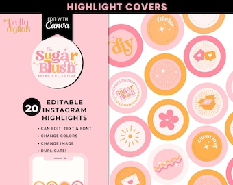 Instagram Highlight Covers, Instagram Story Highlights for Fashion Boutique, Boho Retro Instagram Bright Pink Orange Colorful Branding Kit