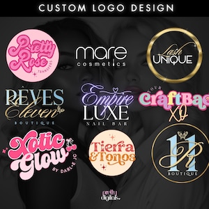 Diseño de logotipo de belleza personalizado: marca moderna y retro para pestañas, cabello, uñas, maquillaje y pequeñas empresas.