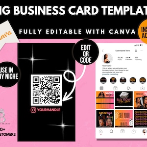 Instagram Visitenkarte Template, IG Visitenkarte, QR-Code Visitenkarte, Beauty/Lash/Nails/Haare, Canva, Beauty Branding, DIY