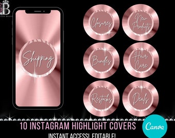 Instagram Highlight Covers, RoseGold Instagram Highlights, Instagram Story Highlights, Lashes-Hair-Bundles-Boutique-Fashion