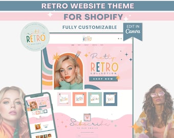 Retro Website Theme for Shopify, Bright Vintage Boutique Website Template for Online Business