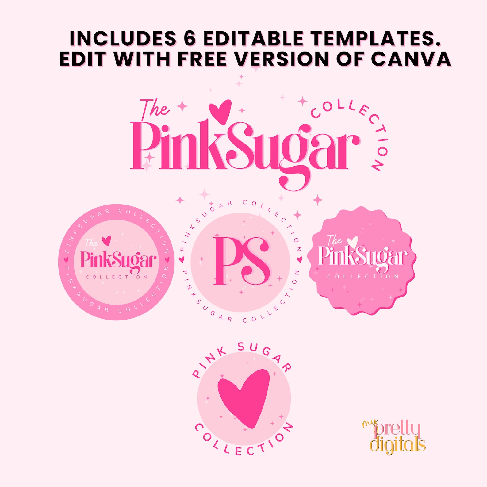 customize 12,310+ pink logo templates online - canva... Retro Logo Design - Editable Canva Logo Template - DIY Pink Logo Set ...