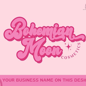 Pink Retro Logo, Funky Logo Branding Set, Beauty Logo Bundle, Boho Premade Vintage Logo Design, Hippie 70s Bohemian logo Kit, Lash/Hair/Nail
