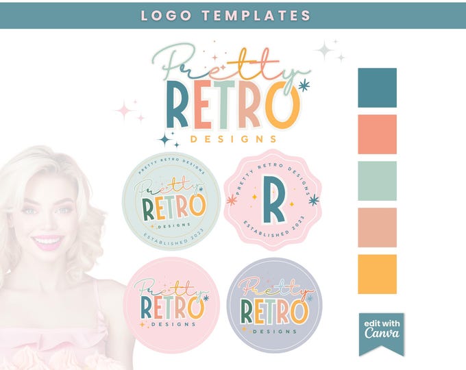 DIY Pink Strawberry Logo Canva Template | Editable Fun Retro Logo ...