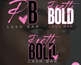 Lash Logo, Hair Salon Logo, Nails Logo, MUA Makeup Logo, Hair Extensions Logo, Beauty Logo Editable in Canva, DIY Pink Logo Design