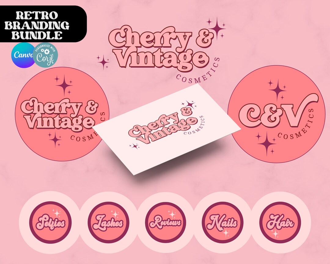 Boho Logo Branding Kit Design for Small Business, Premade DIY Retro ...