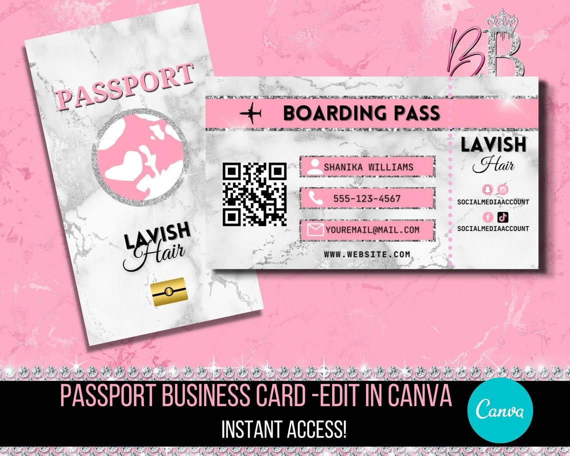 Passport Business Card Boarding Pass Business Card Business Etsy