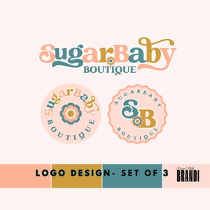 Retro Logo Design, Boho Beauty Logo Design, Boutique Logo, Groovy Premade Logo Design, Hippie 70s Bohemian logo Kit, Lash/Hair/Nail