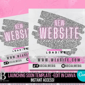 Website launching flyer, coming soon flyer, Website Launch Template, New Arrivals flyer, Canva DIY template, New Website Launching Flyer